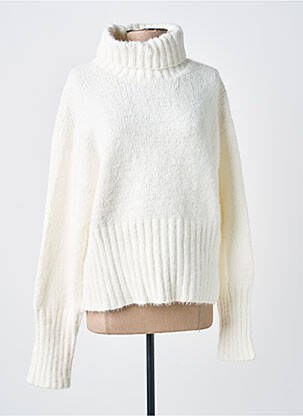 Pull col roulé coupe droite manches longues blanc TIFFOSI femme