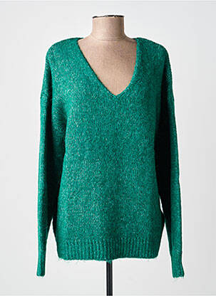 Pull coupe droite manches longues vert KAFFE femme