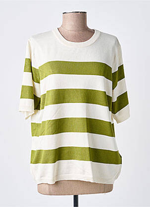 Pull coupe droite manches courtes vert KAFFE femme