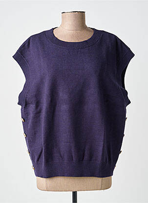 Pull coupe droite manches courtes bleu C'EST BEAU LA VIE femme