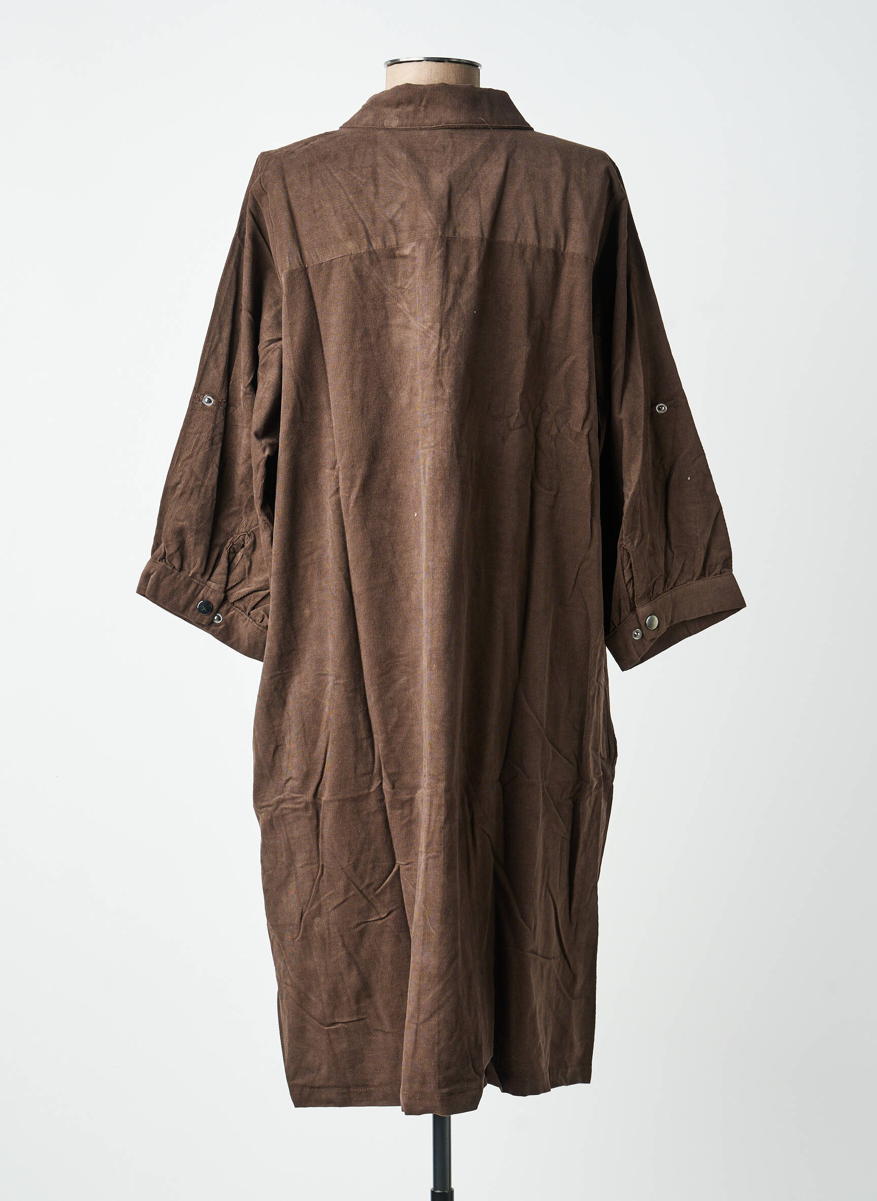 Robe mi-longue manches 3/4 manches 3/4 marron ZHENZI femme