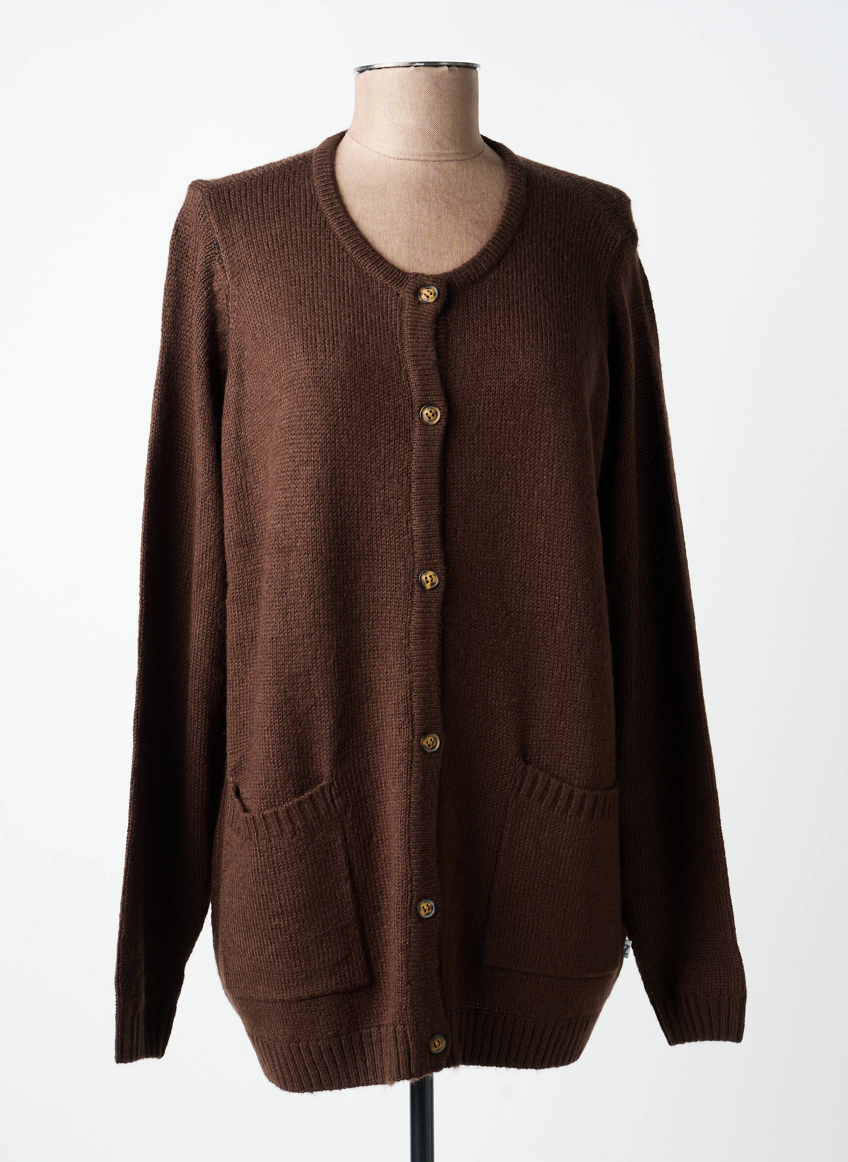Gilet manches longues col rond marron ZHENZI femme