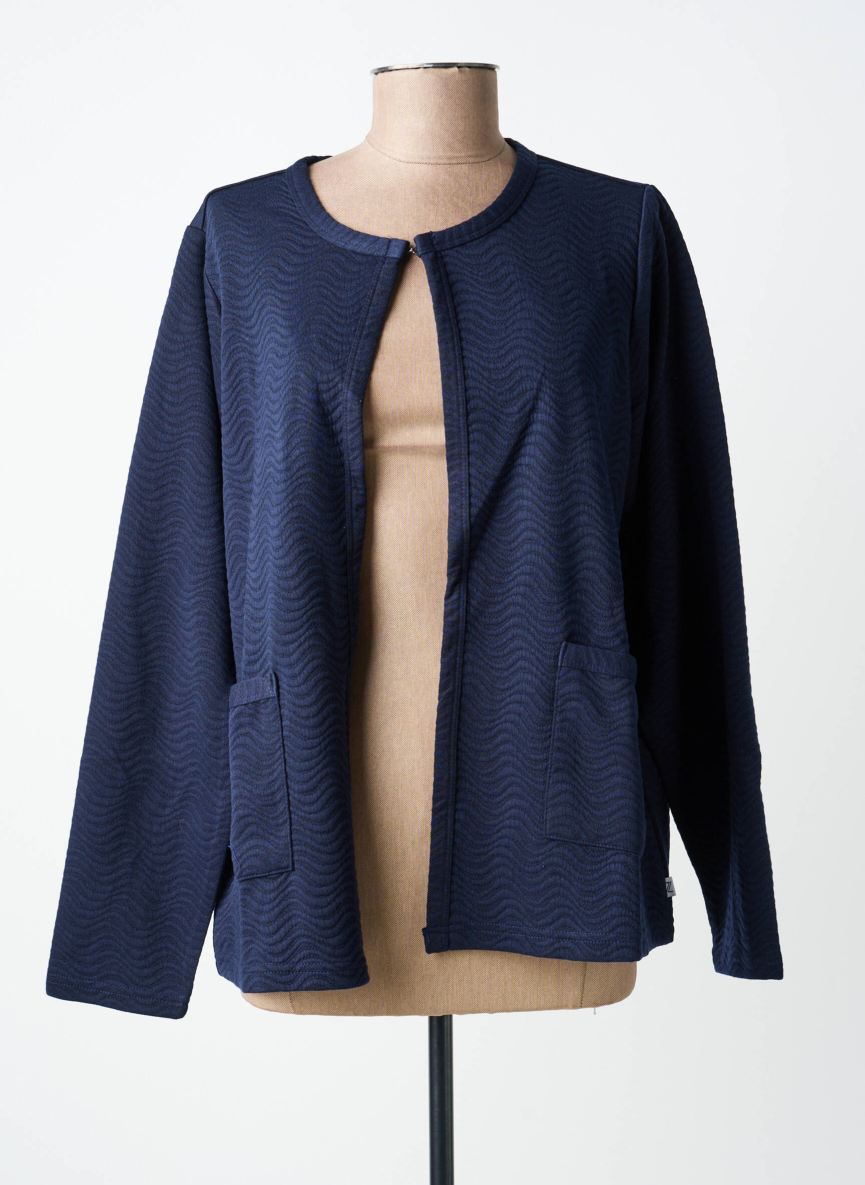 Veste casual col rond bleu ZHENZI femme