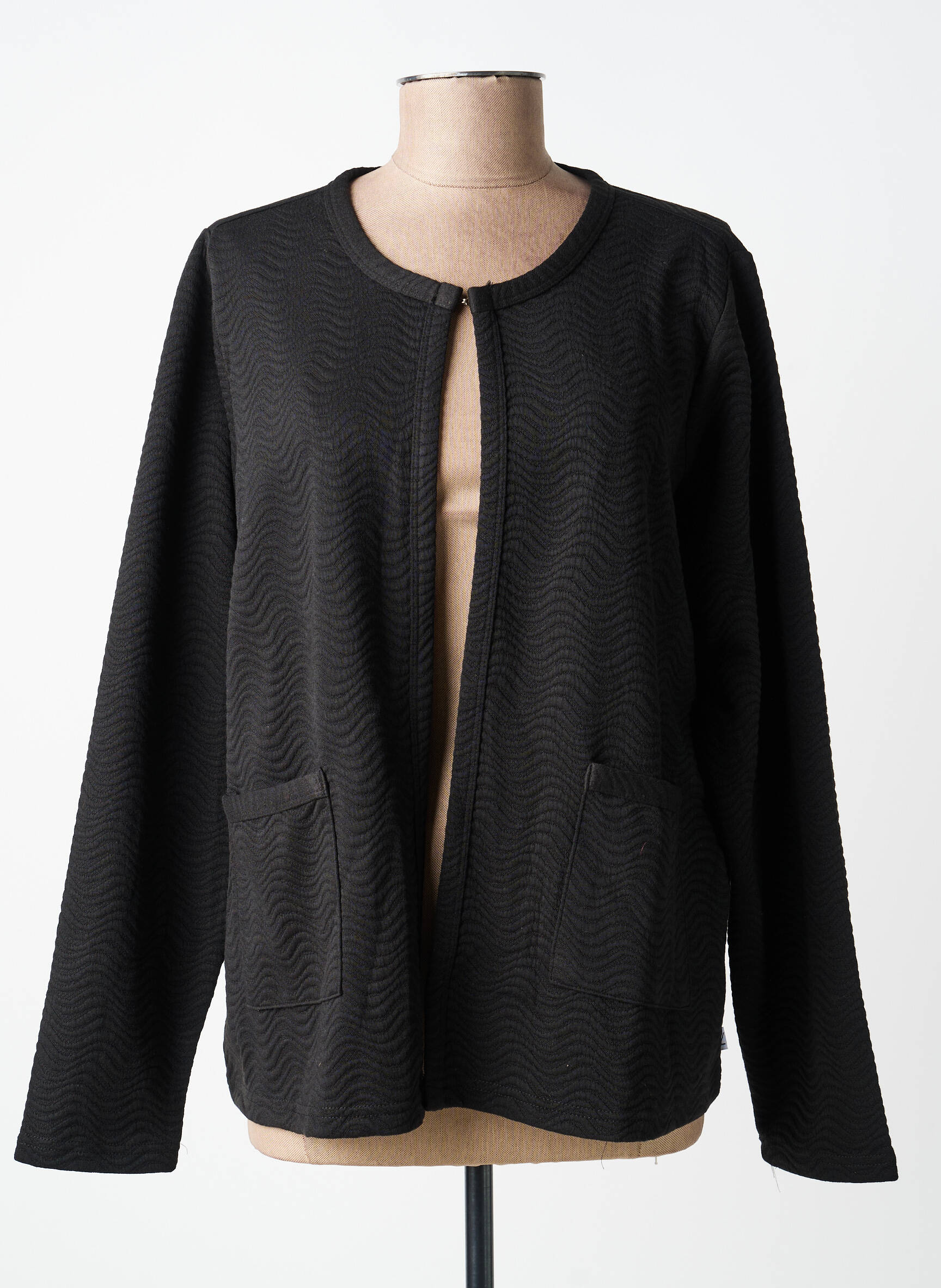 Veste casual col rond noir ZHENZI femme