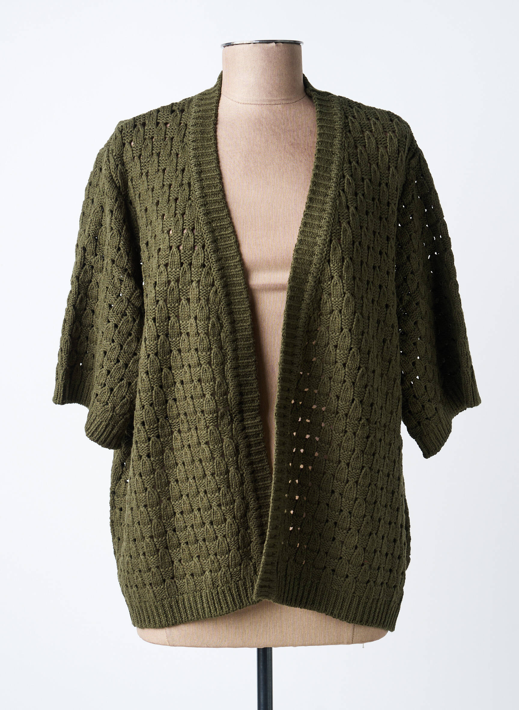 Gilet manches courtes coupe droite vert KAFFE femme