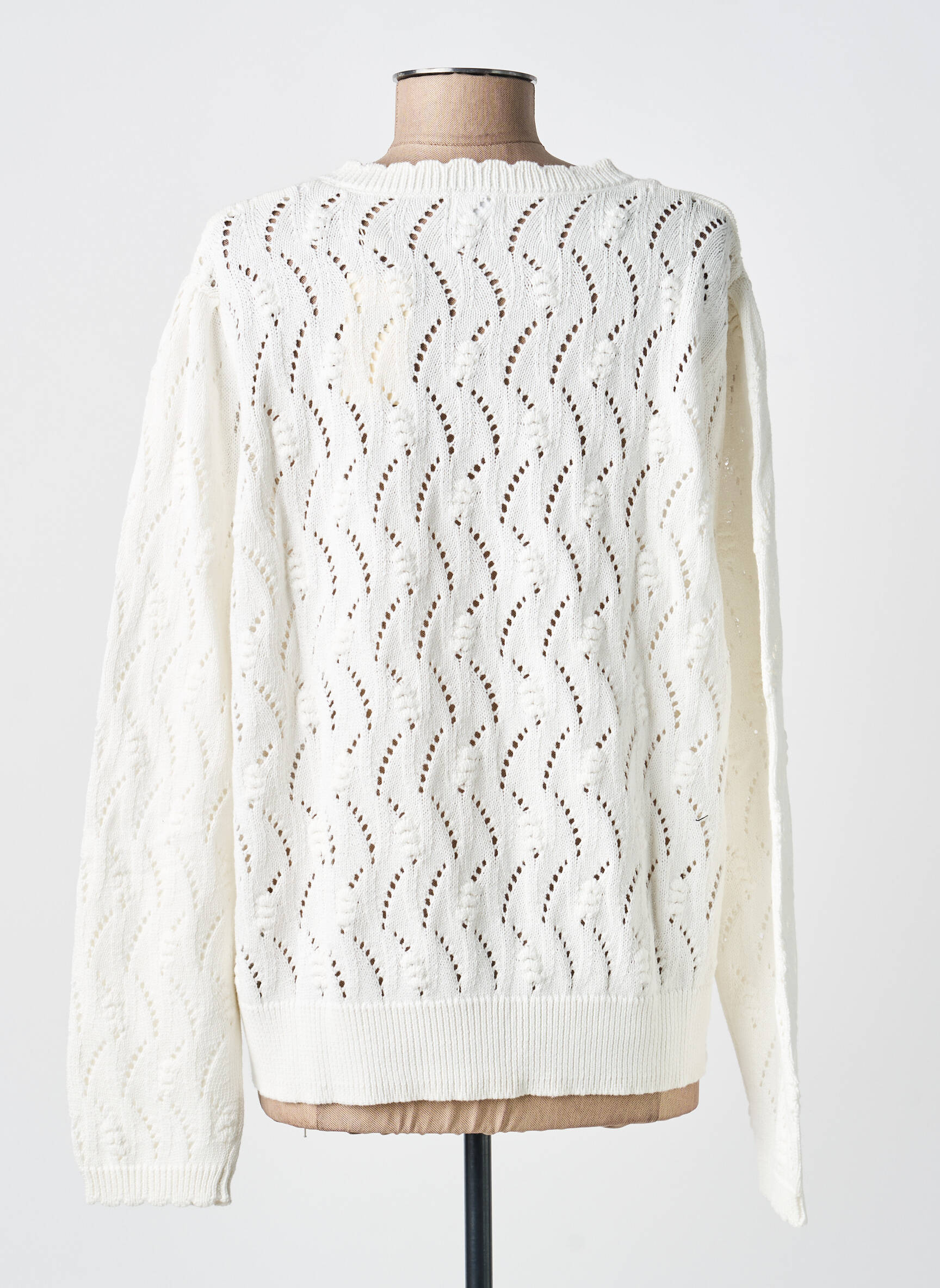 Gilet manches longues col rond blanc C'EST BEAU LA VIE femme