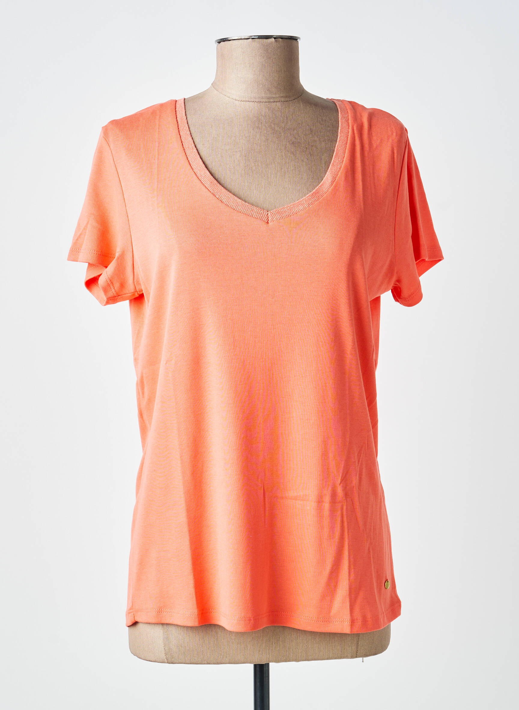 T-shirt coupe droite manches courtes orange C'EST BEAU LA VIE femme