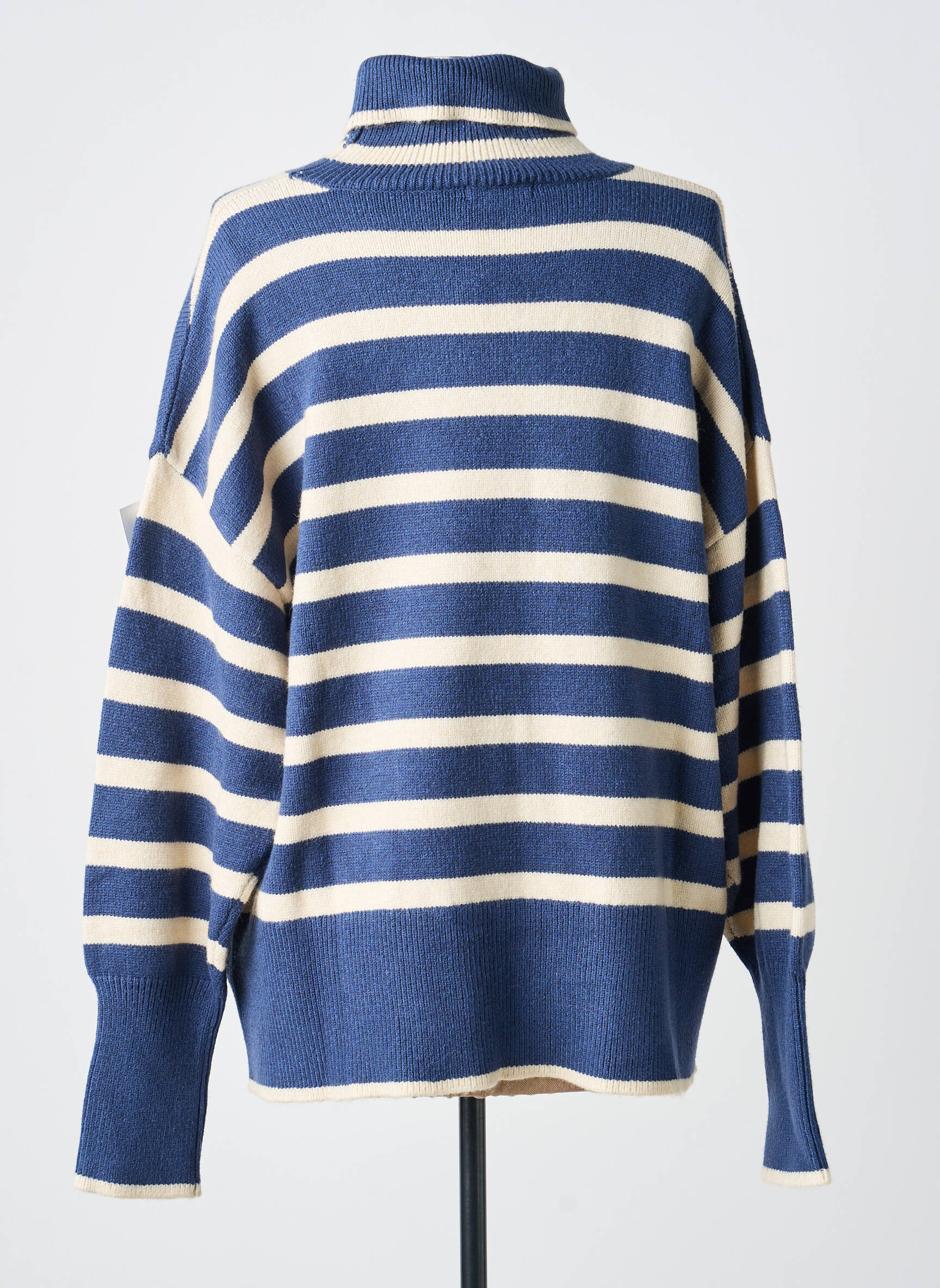 Pull col roulé coupe droite manches longues bleu TIFFOSI femme
