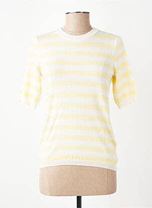 Pull coupe droite manches courtes jaune KAFFE femme