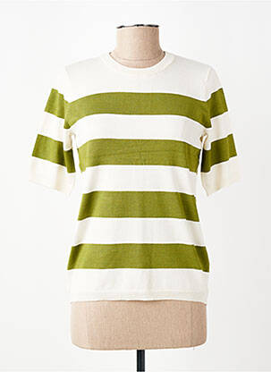 Pull coupe droite manches courtes vert KAFFE femme