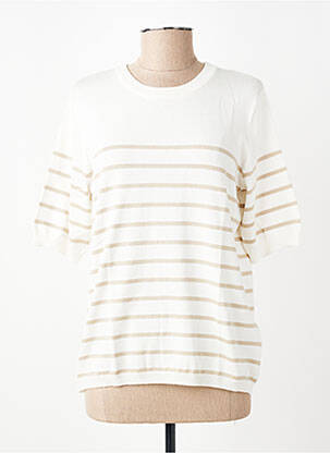 Pull coupe droite manches courtes beige KAFFE femme