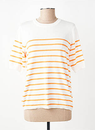 Pull coupe droite manches courtes beige KAFFE femme