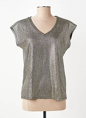 Top stretch manches courtes or PIECES femme