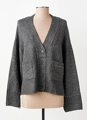 Gilet manches longues fermeture boutonnée sur le devant gris ONLY femme