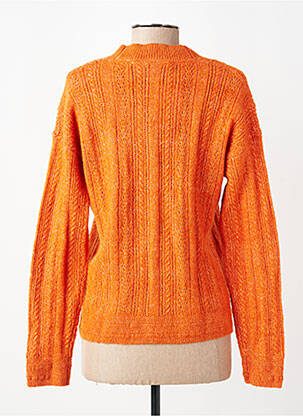 Gilet manches longues maille ajourée orange LILY & ME femme
