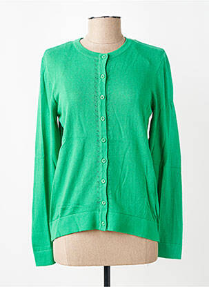 Gilet manches longues col rond vert LILY & ME femme