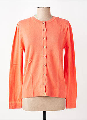 Gilet manches longues col rond orange LILY & ME femme