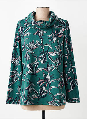 Pull col roulé coupe droite manches longues vert LILY & ME femme