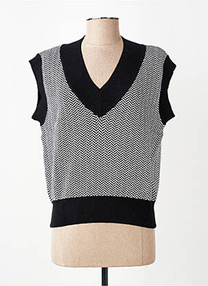 Pull col v sans manche noir LILI SIDONIO femme