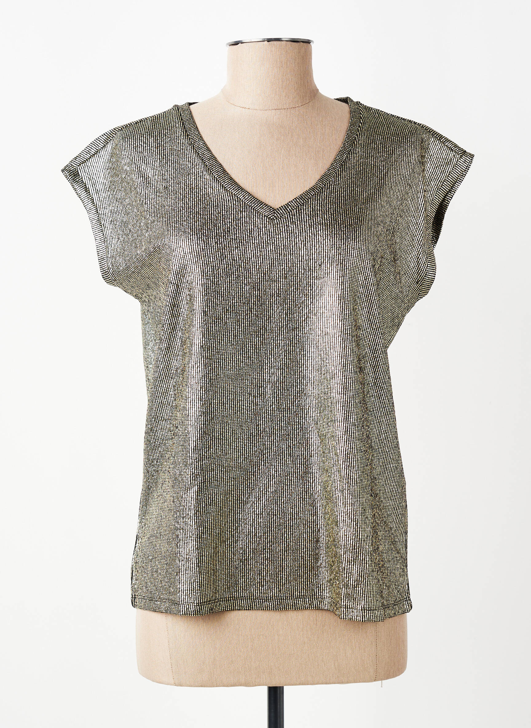 Top stretch manches courtes or PIECES femme