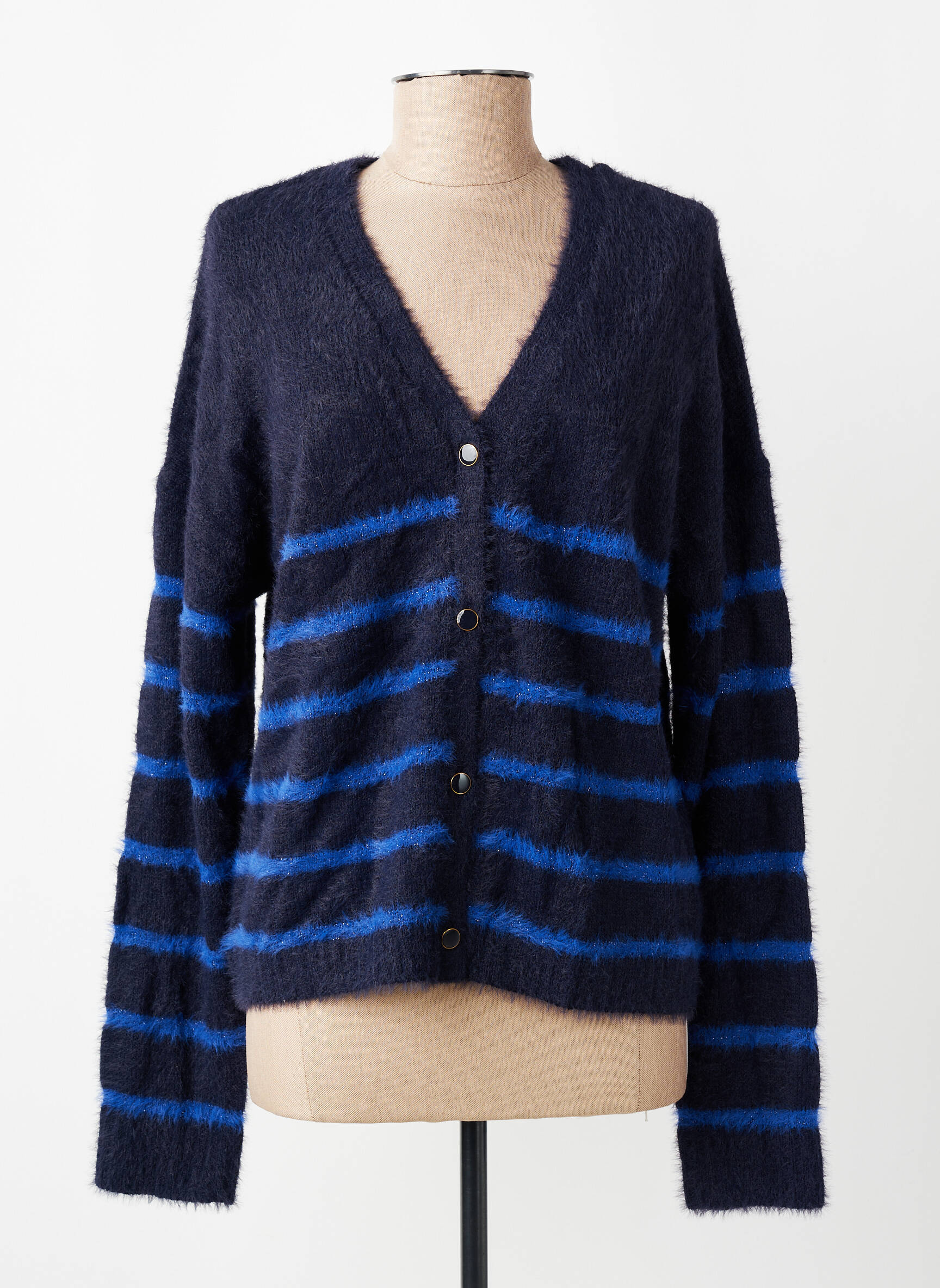 Gilet manches longues fermeture boutonnée sur le devant bleu PIECES femme
