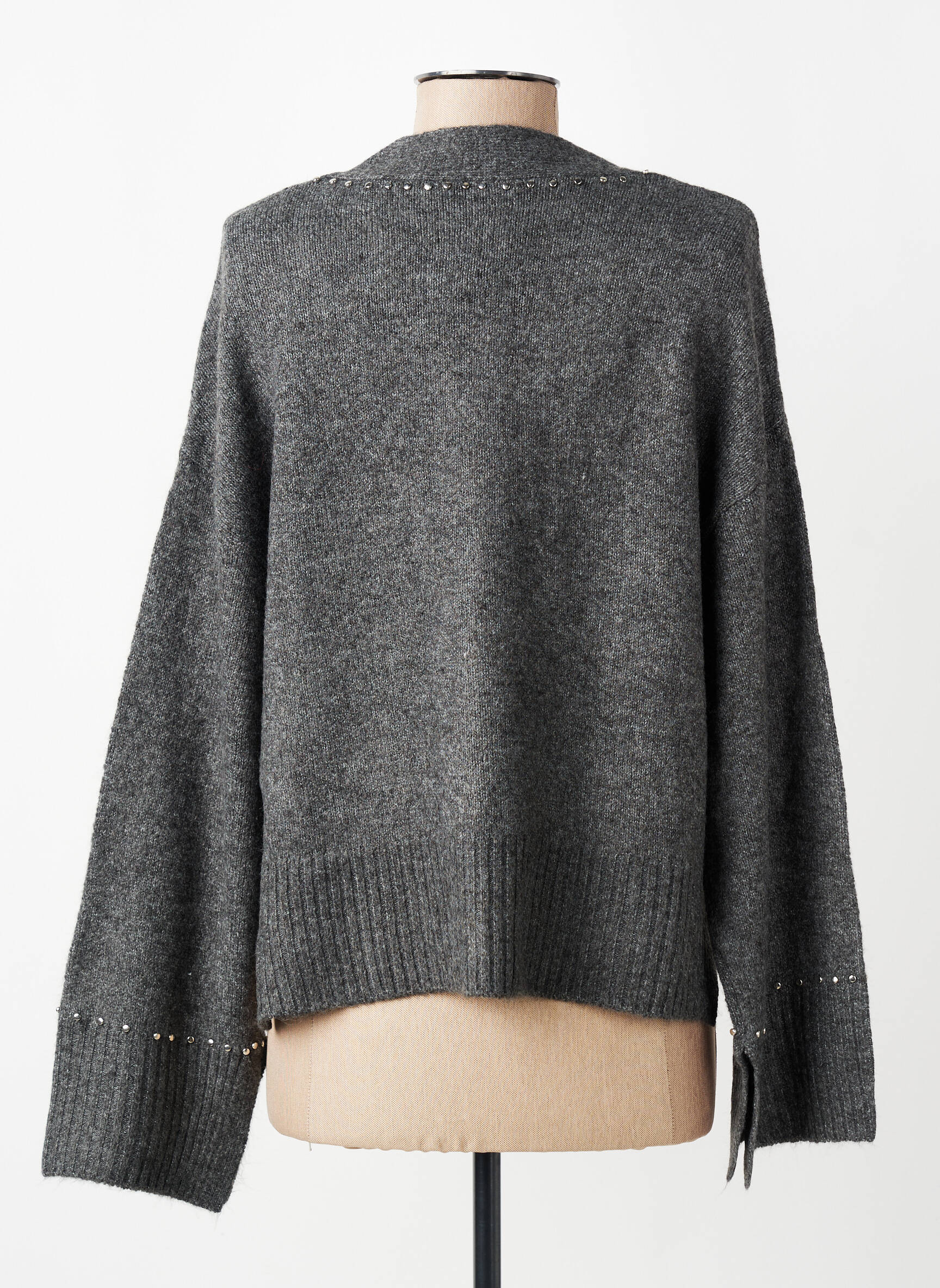 Gilet manches longues fermeture boutonnée sur le devant gris ONLY femme