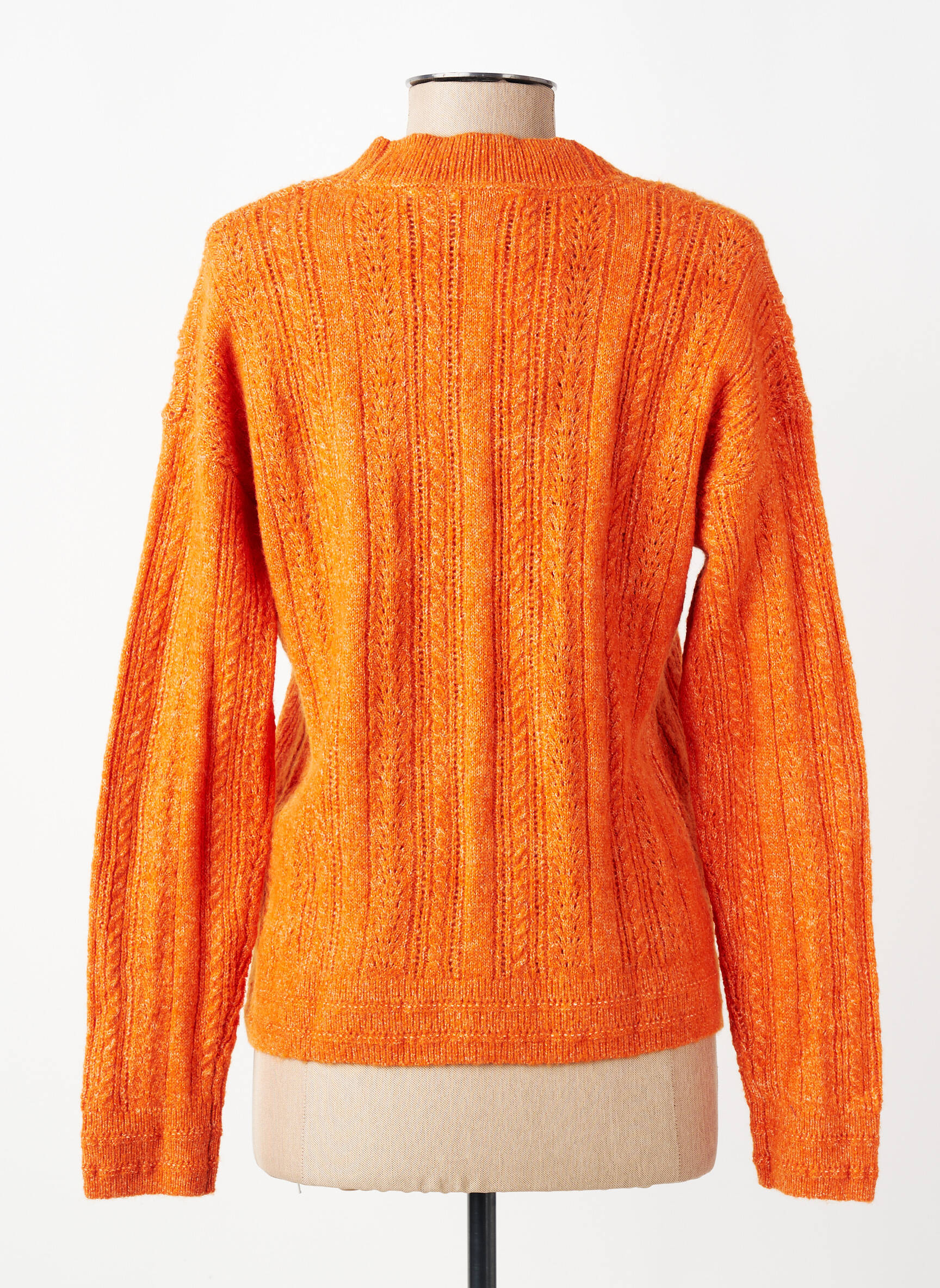 Gilet manches longues maille ajourée orange LILY & ME femme