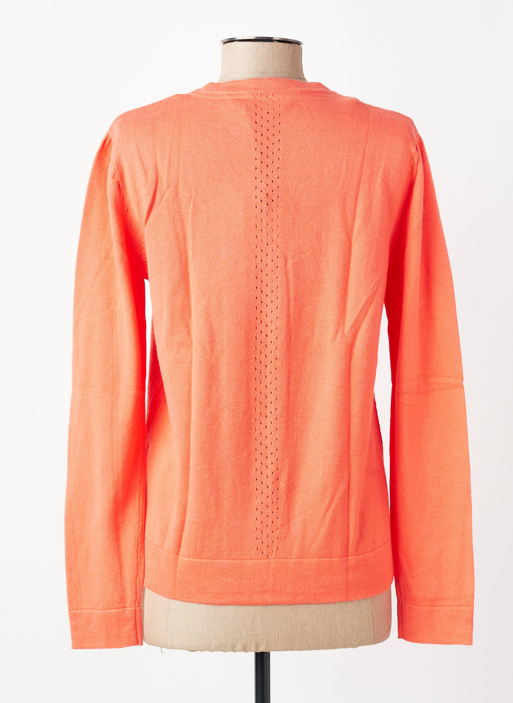 Gilet manches longues col rond orange LILY & ME femme