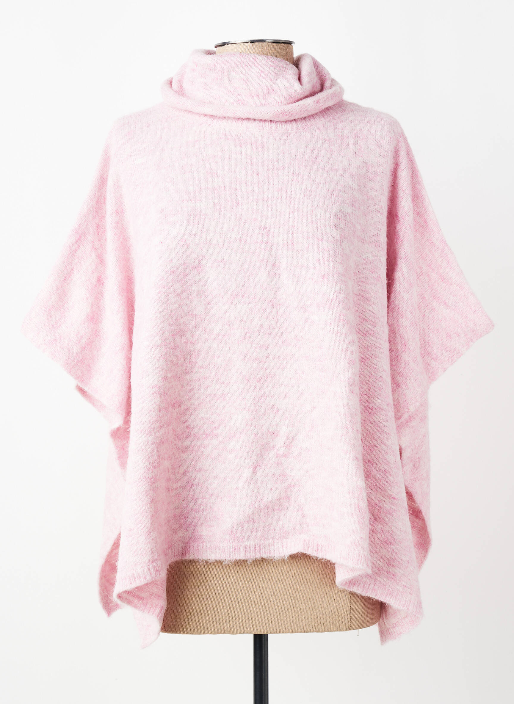 Pull col roulé manches courtes rose LILI SIDONIO femme