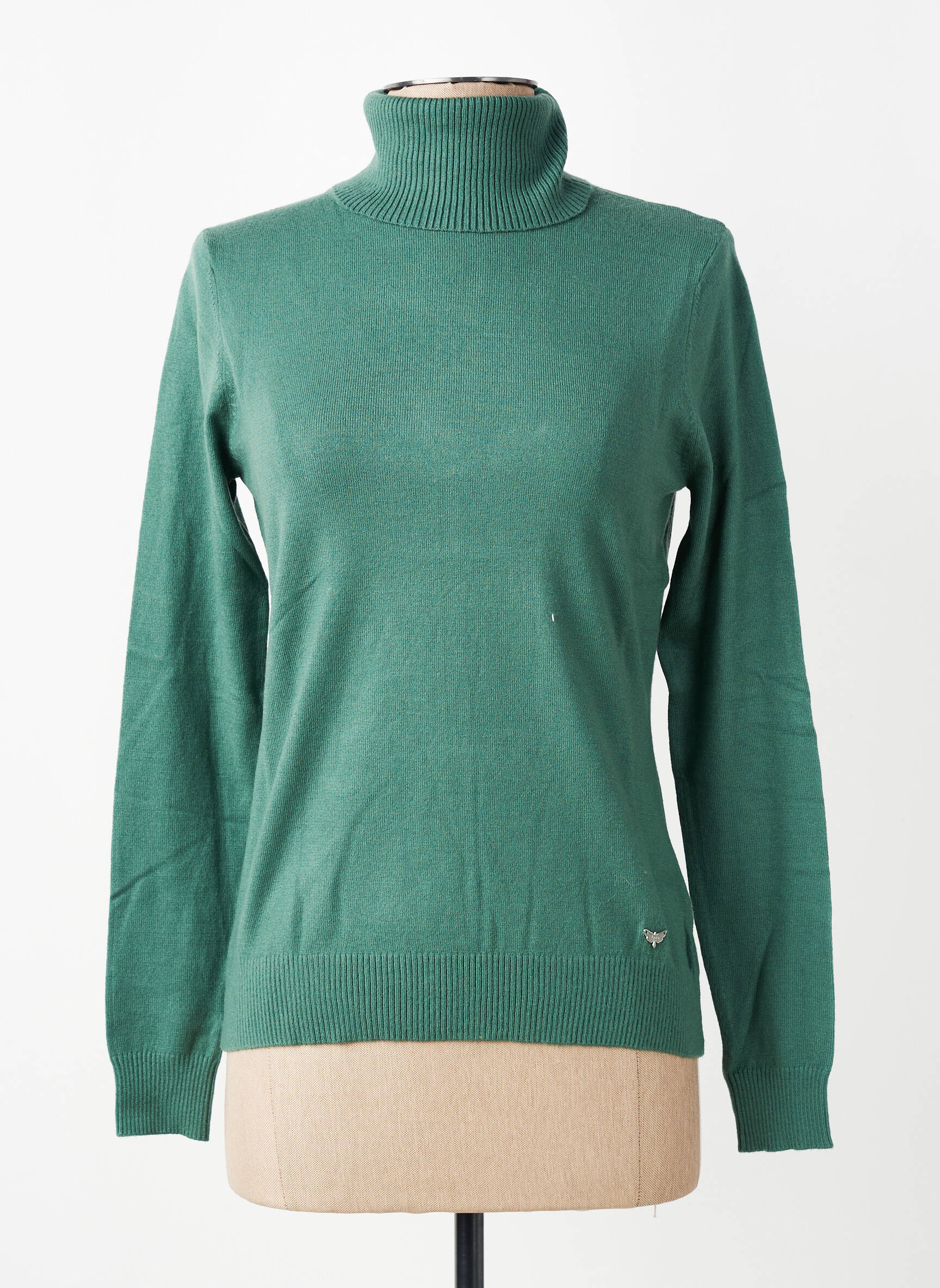 Pull col roulé coupe droite manches longues vert LPB LES PETITES BOMBES  femme
