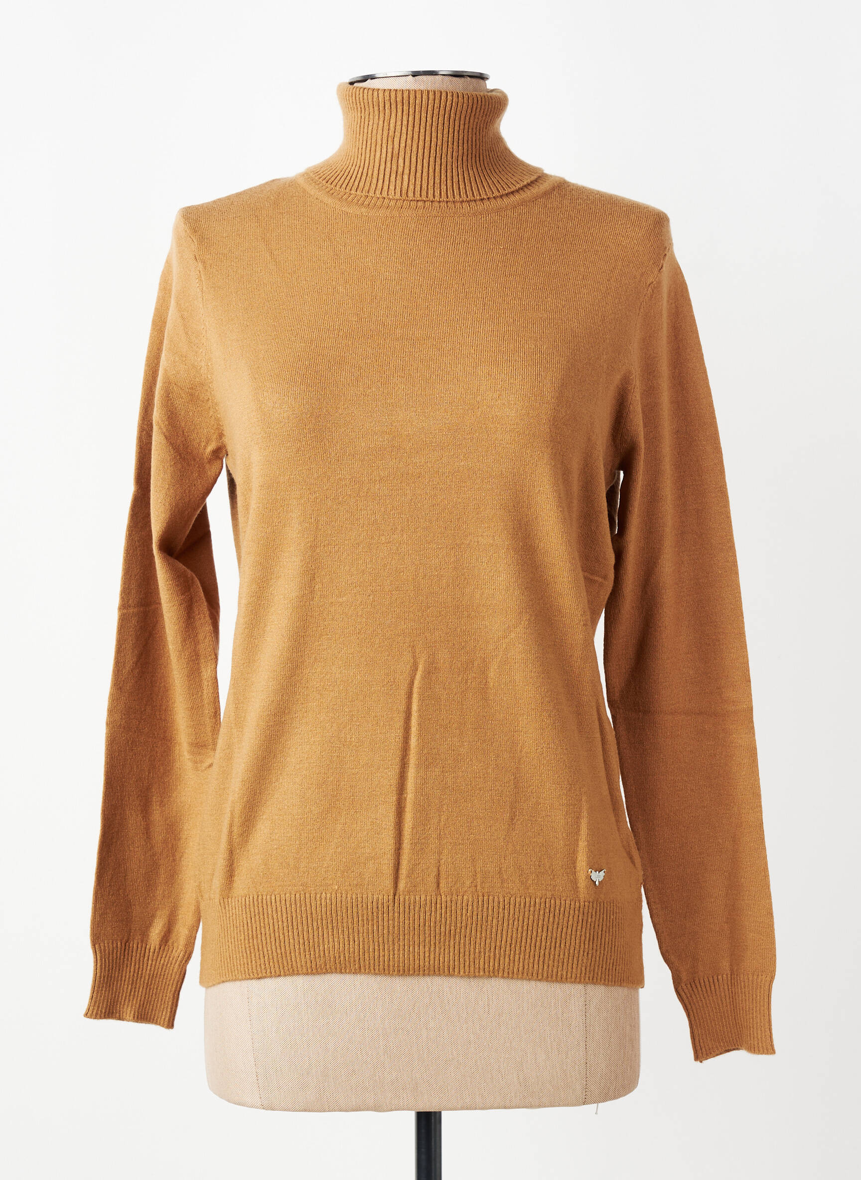 Pull col roulé coupe droite manches longues marron LPB LES PETITES BOMBES  femme