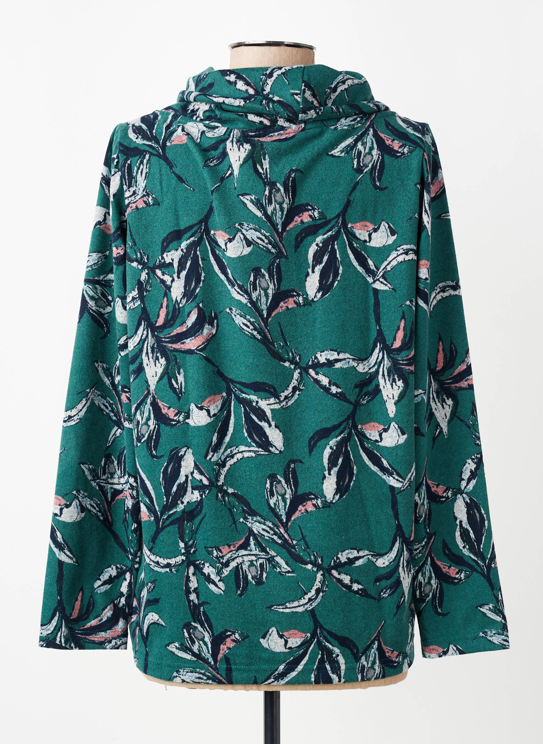 Pull col roulé coupe droite manches longues vert LILY & ME femme