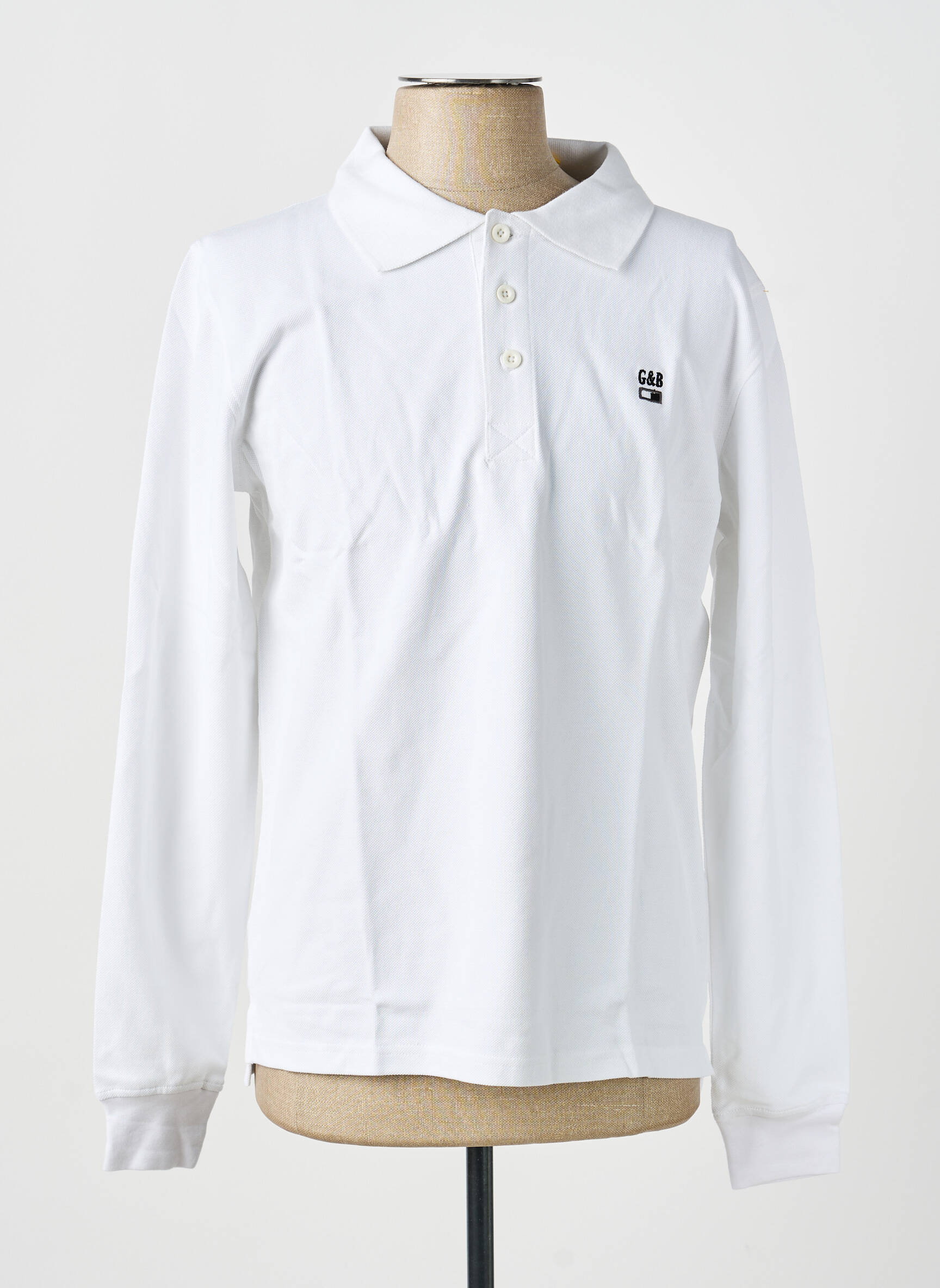 Polo manches longues manches longues blanc GWEN & BLACK homme