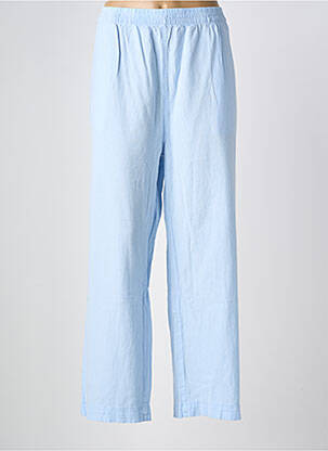 Pantalon large tissage popeline taille normale bleu KAFFE femme