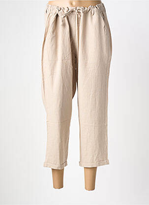 Pantalon 7/8 taille élastique taille normale beige ZHENZI femme