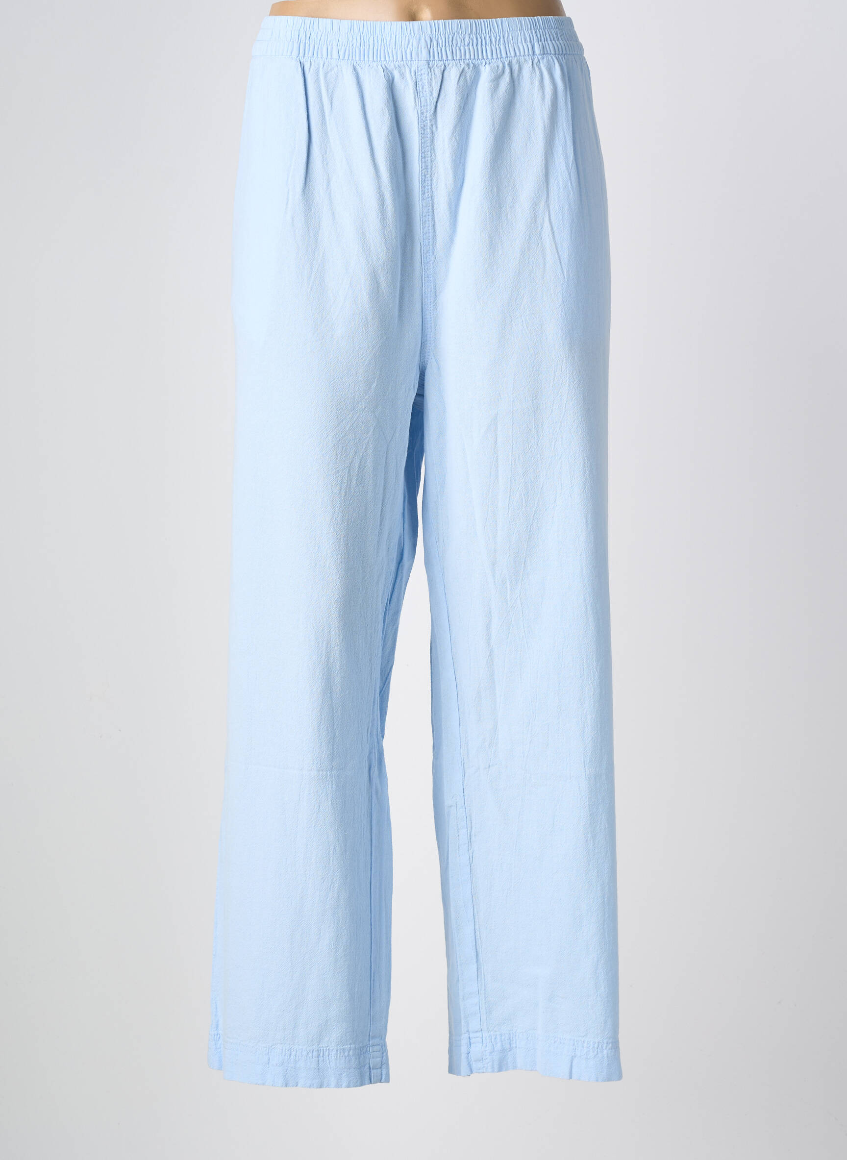 Pantalon large tissage popeline taille normale bleu KAFFE femme