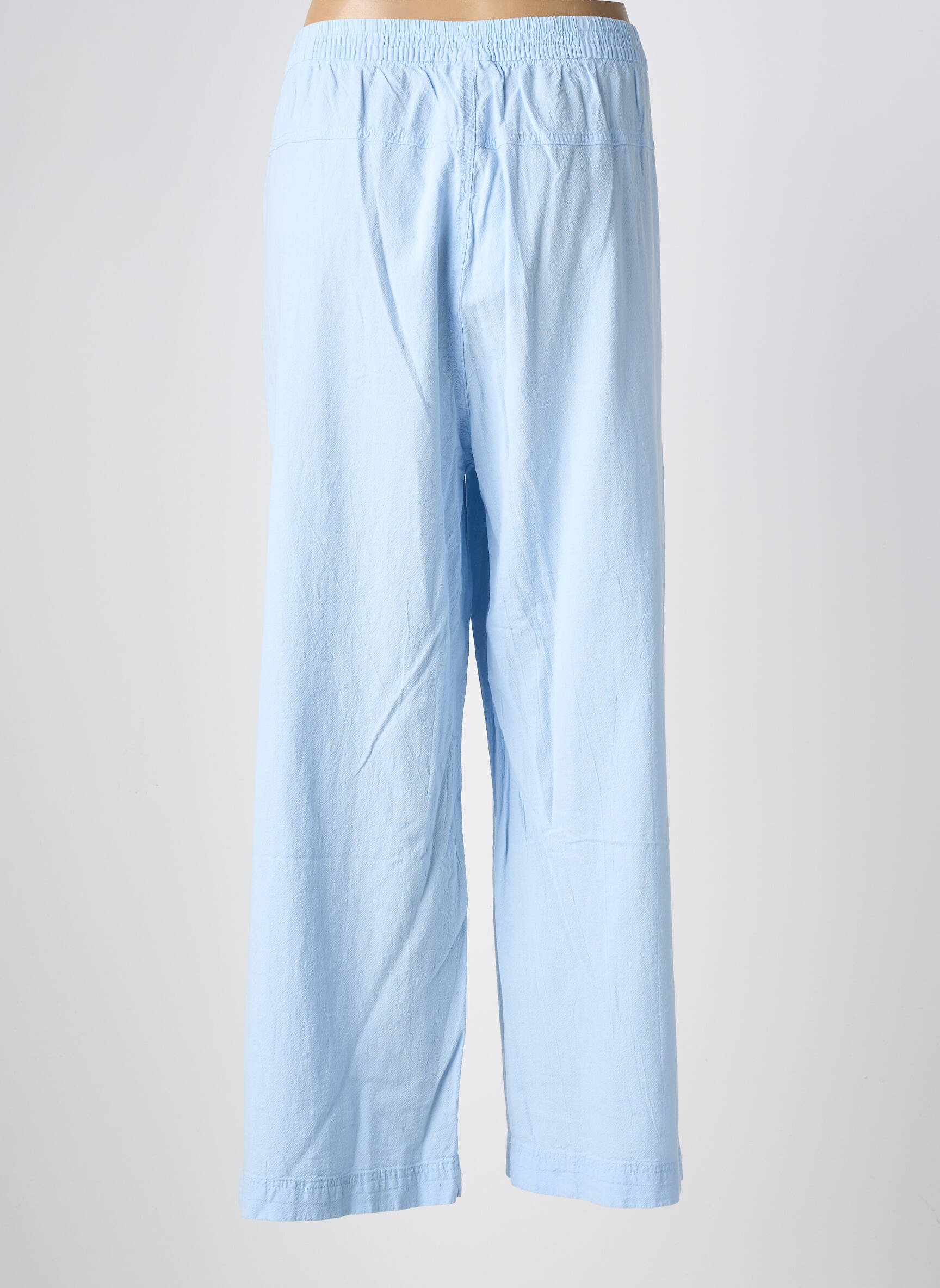 Pantalon large tissage popeline taille normale bleu KAFFE femme