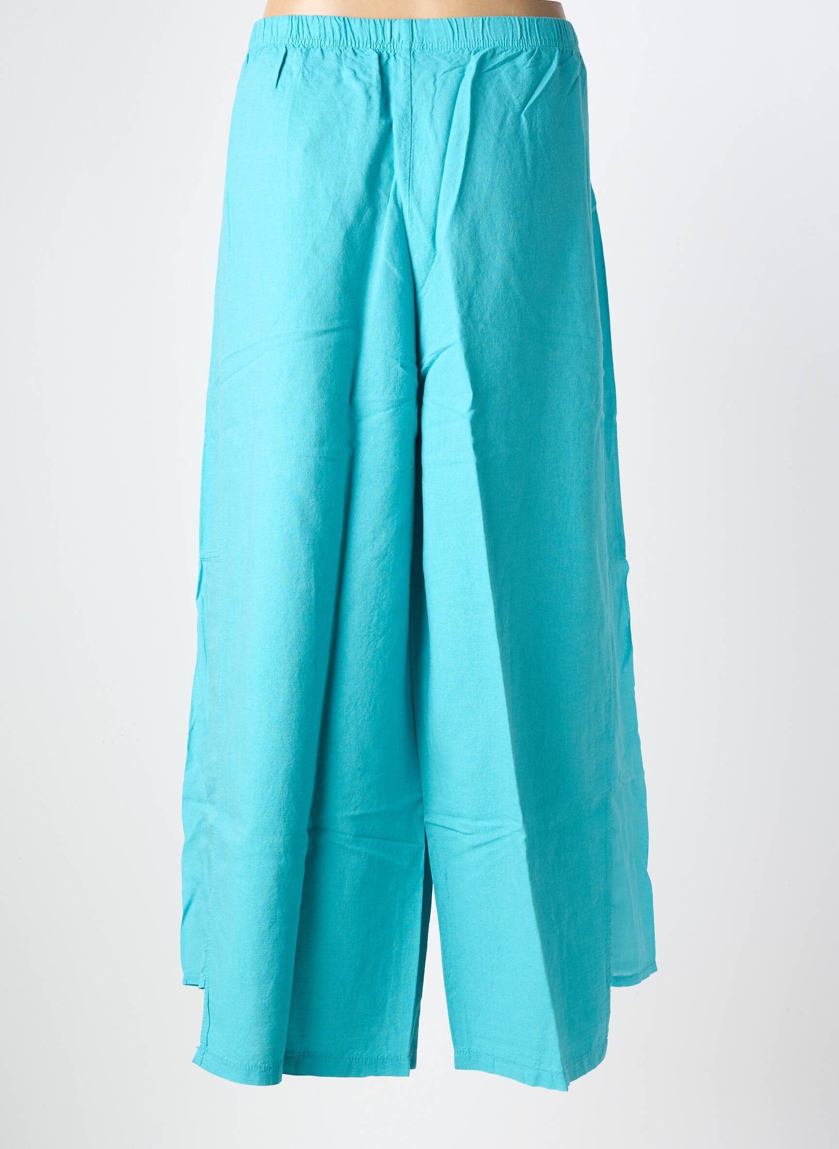 Pantalon large tissage popeline taille normale bleu G!OZE femme