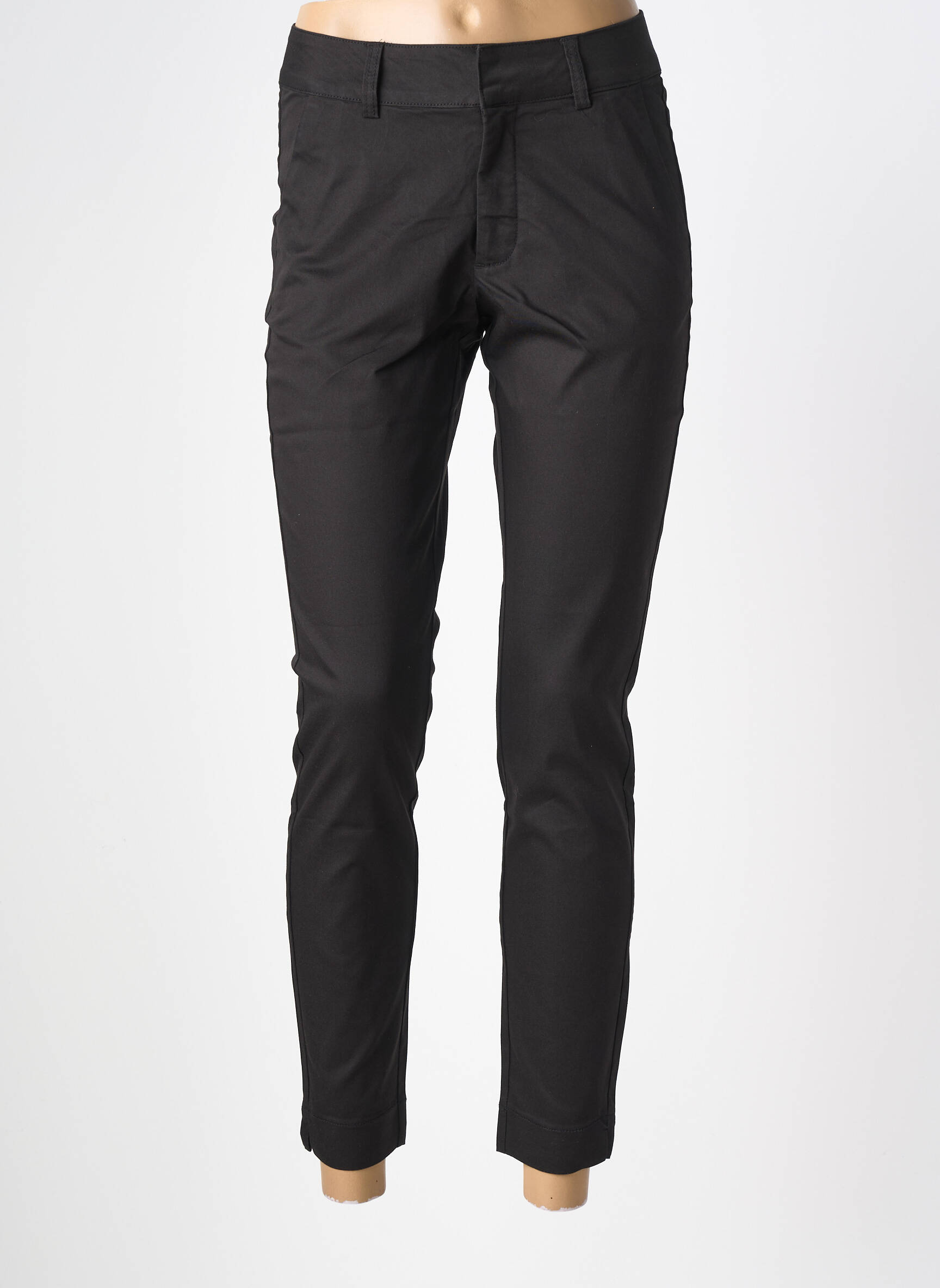 Pantalon slim taille haute taille haute noir KAFFE femme
