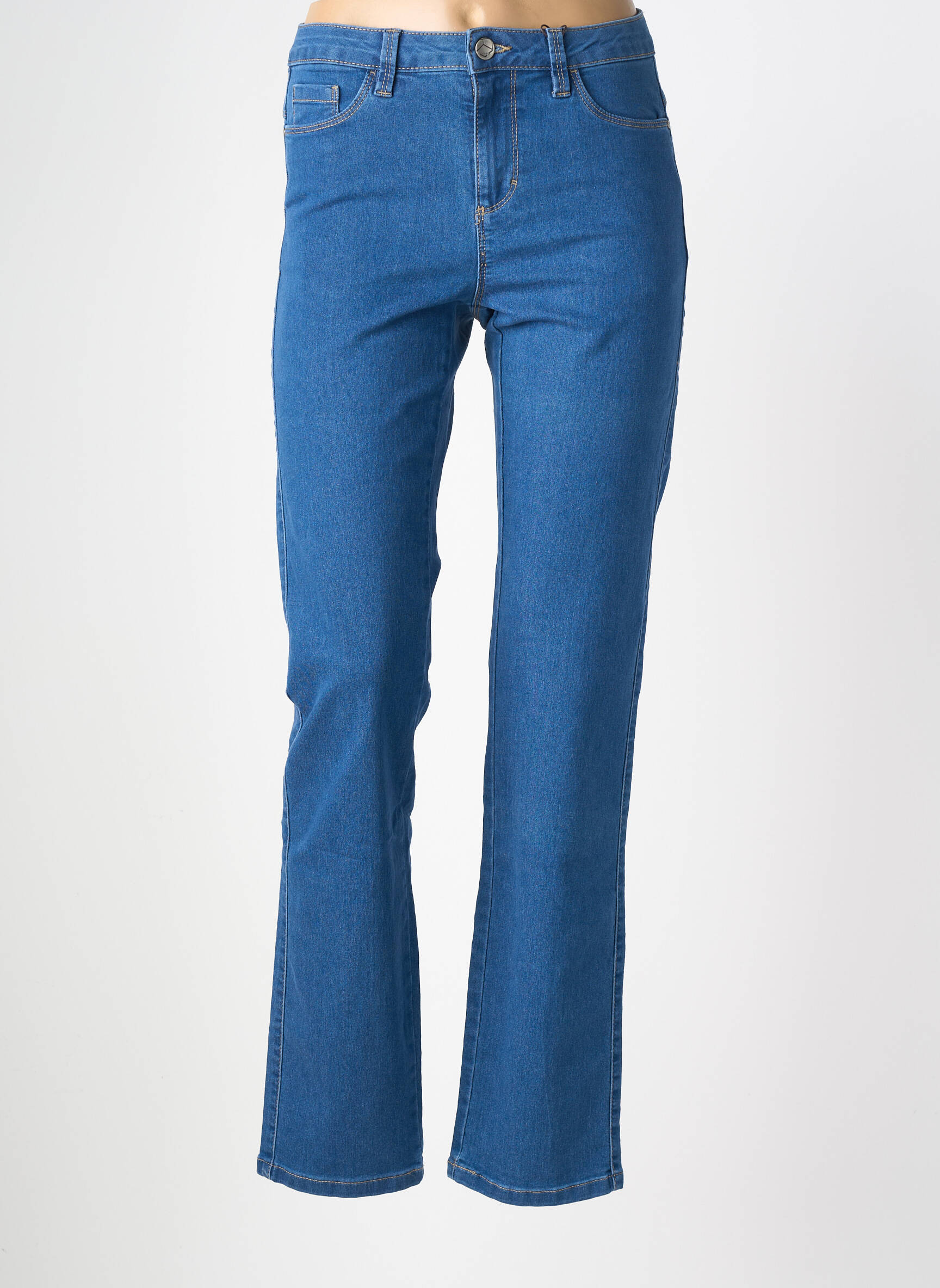 Jeans coupe droite taille haute taille haute bleu KAFFE femme