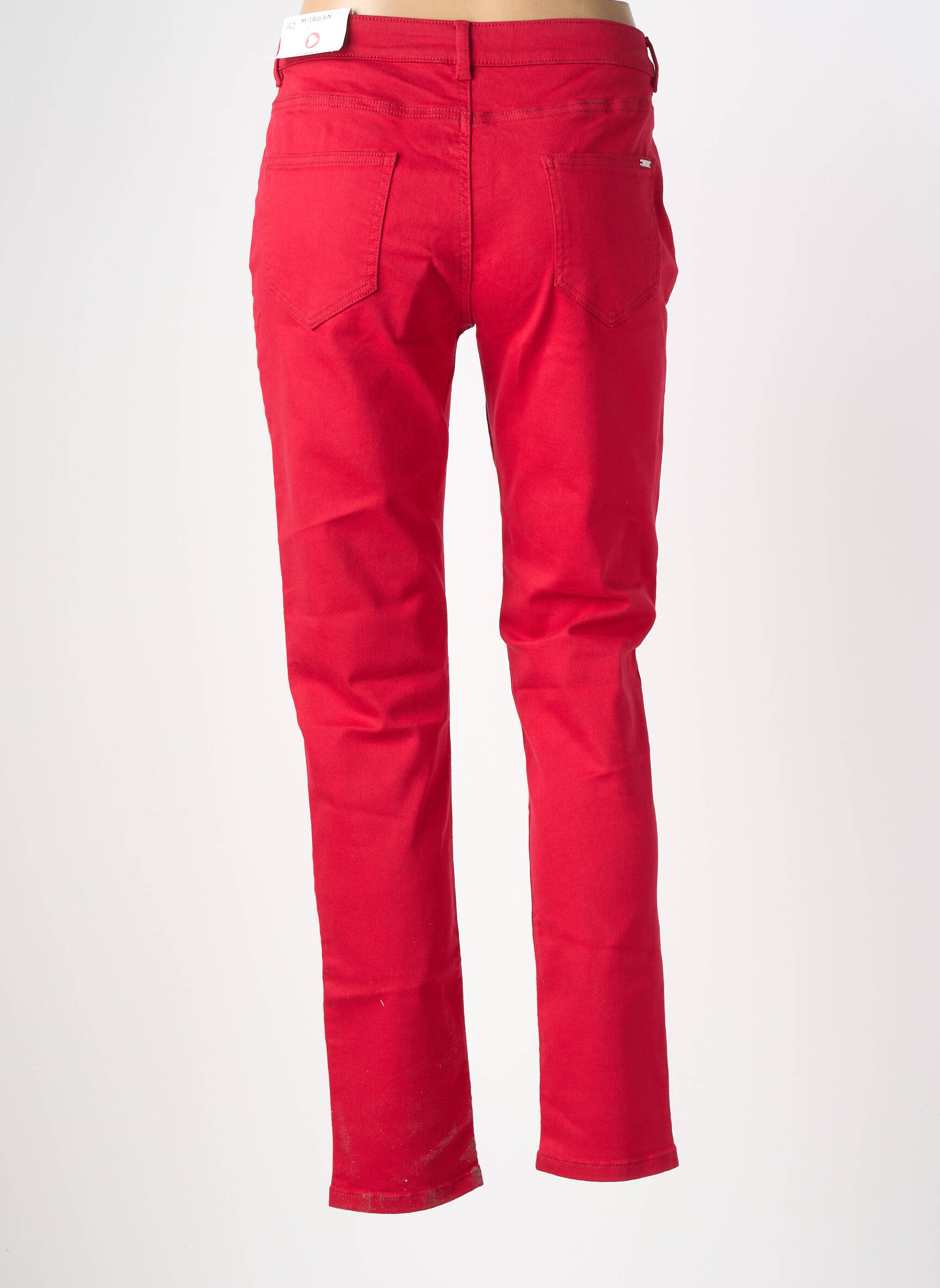 Pantalon slim stretch taille normale rouge MORGAN femme