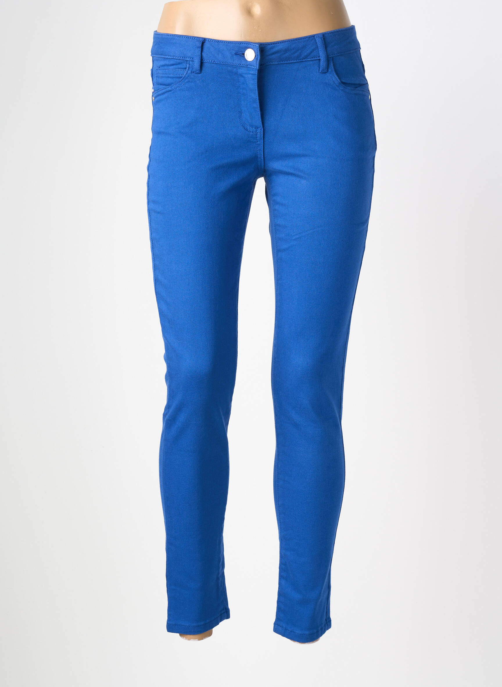 Pantalon slim stretch taille normale bleu MORGAN femme