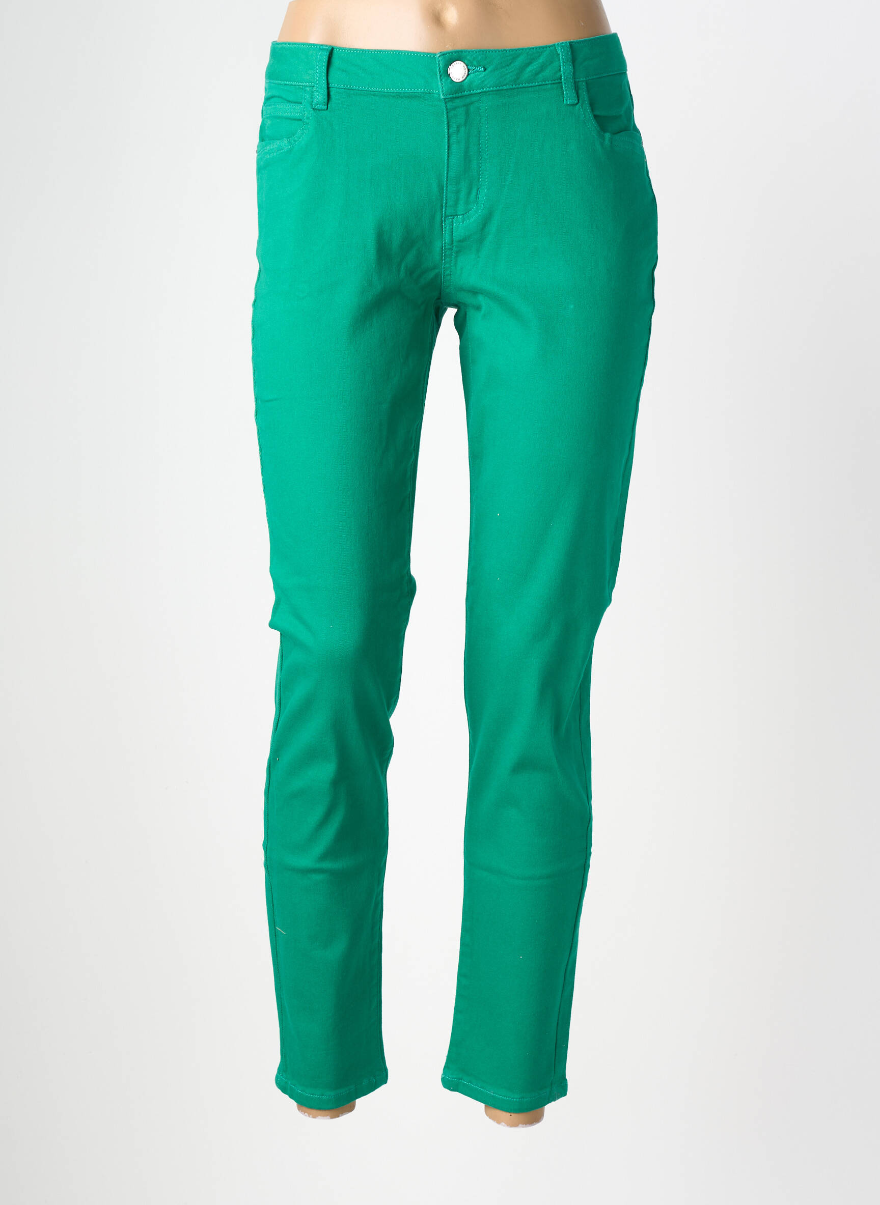 Jeans coupe slim tissage brut taille normale vert MORGAN femme