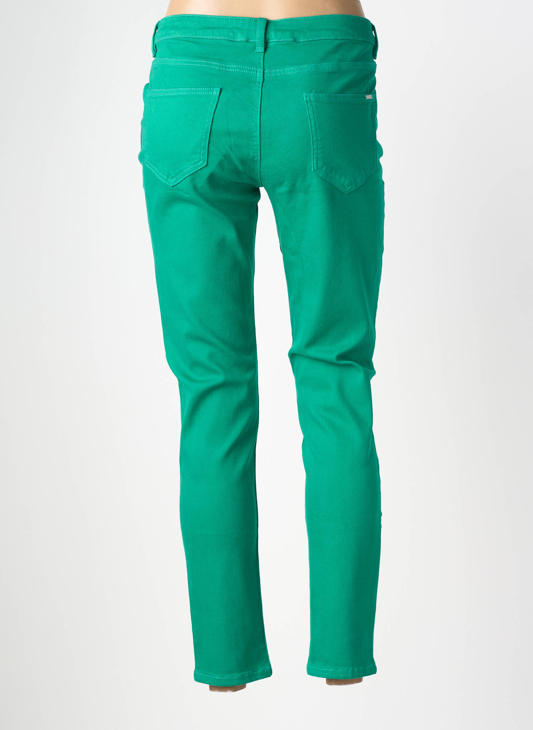 Jeans coupe slim tissage brut taille normale vert MORGAN femme