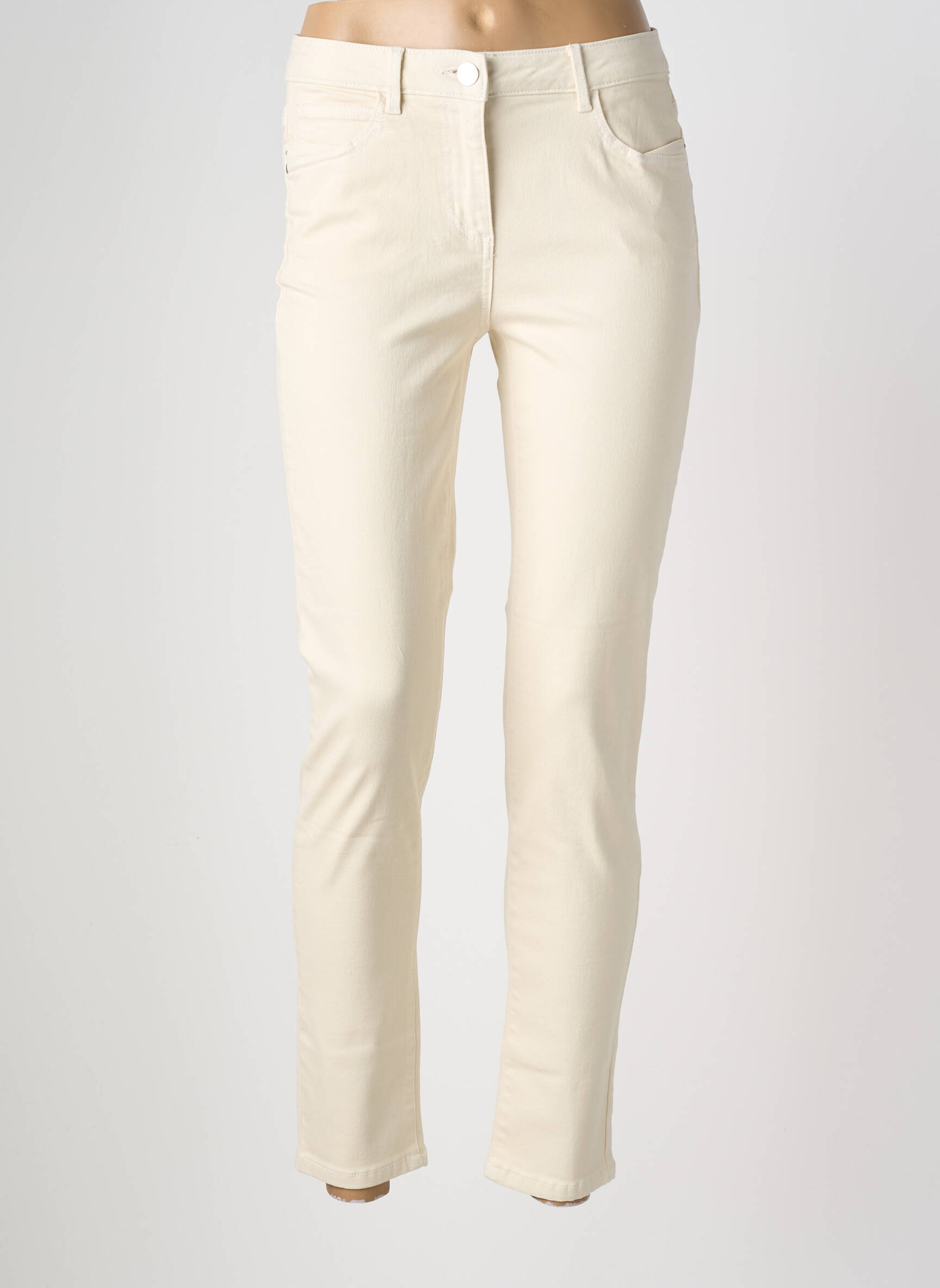 Pantalon slim stretch taille normale beige MORGAN femme