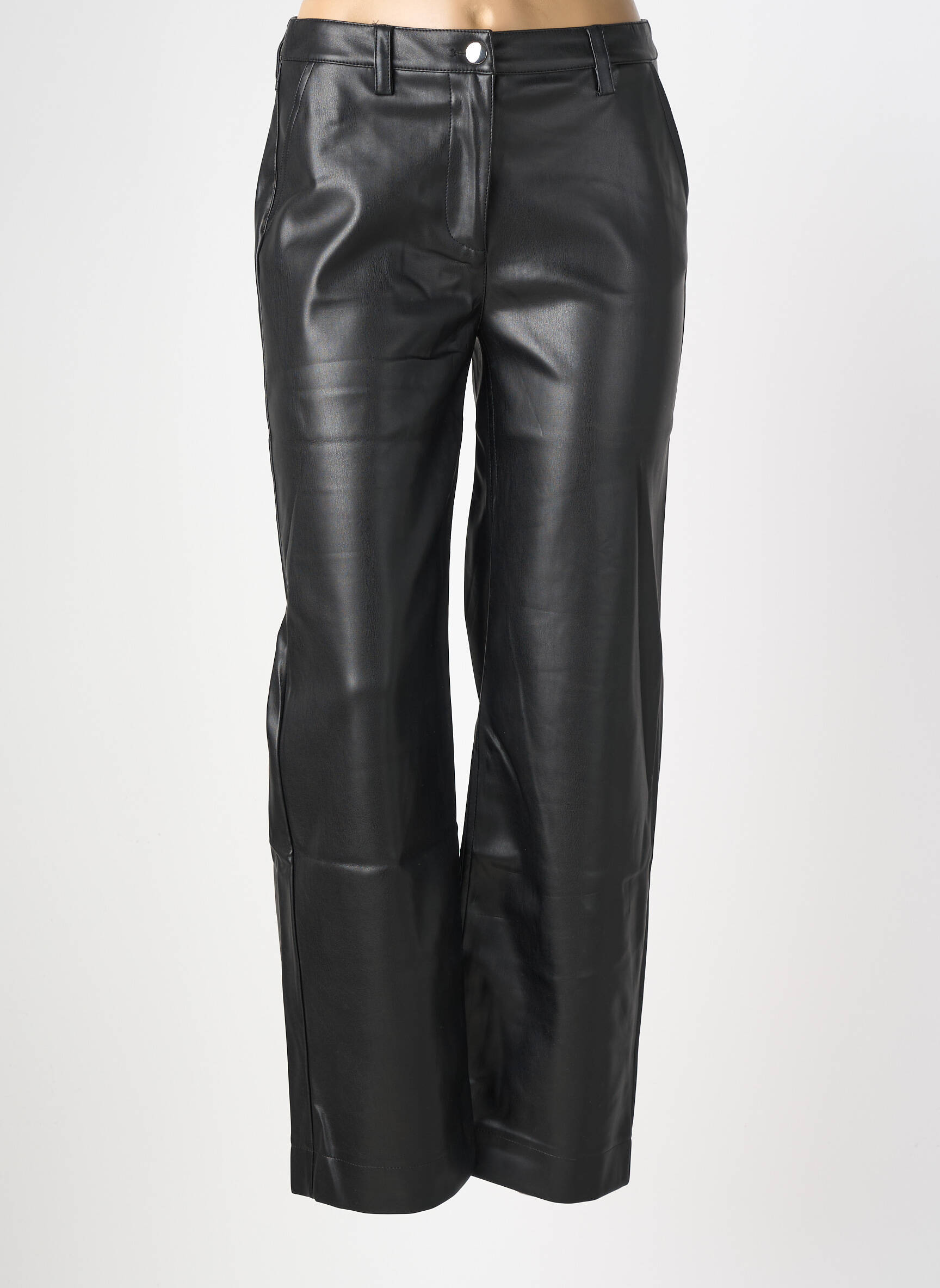 Pantalon droit fermeture zippée sous rabat boutonné taille normale noir LPB LES PETITES BOMBES  femme