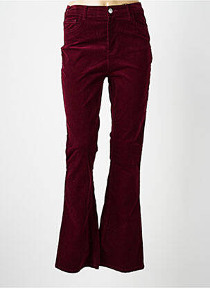 Pantalon flare stretch taille haute rouge PIECES femme