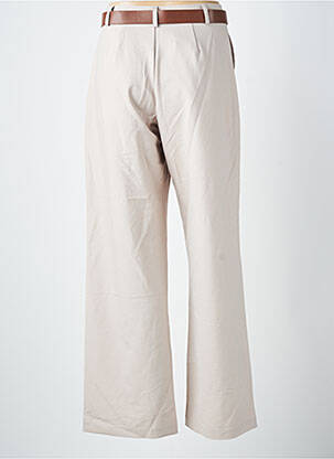 Pantalon large tissage popeline taille haute beige TIFFOSI femme
