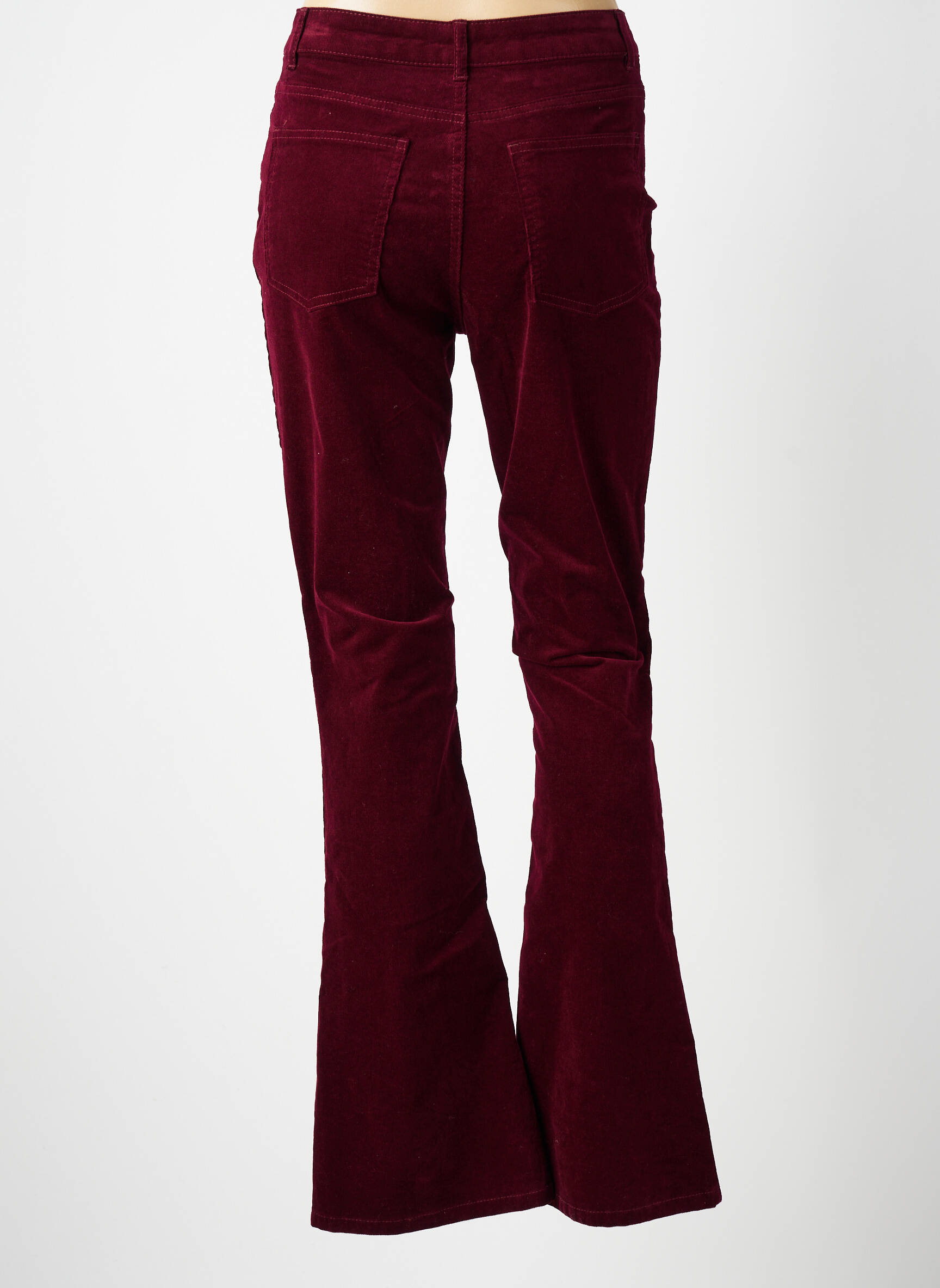 Pantalon flare stretch taille haute rouge PIECES femme