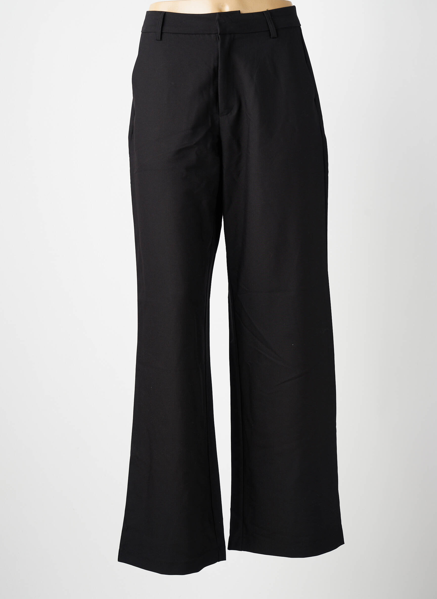 Pantalon large tissage popeline taille haute noir TIFFOSI femme